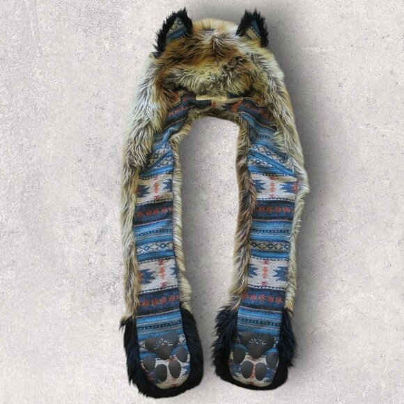 SpiritHood Collector Edition Red Fox 2.0 Southwestern Print Unisex Furry Hood - Picture 3 of 8